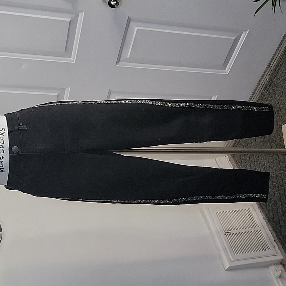 Tinseltown Black Denim Side Bling Jeans